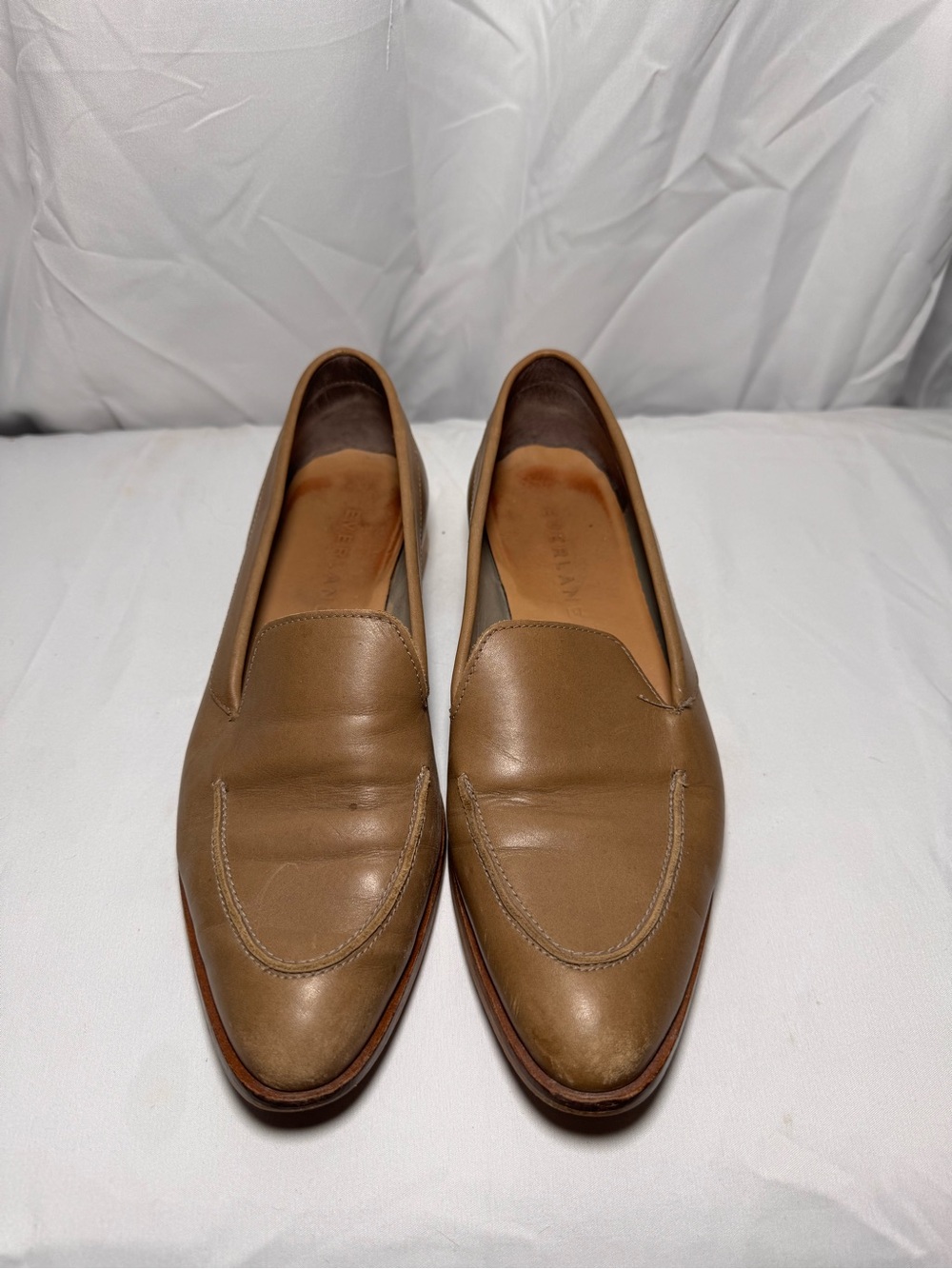 Women’s Leather Slip-On Loafers in Tan